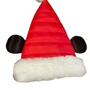 Mickey Santa Hat, one size fits all with adjustable Velcro band inside.